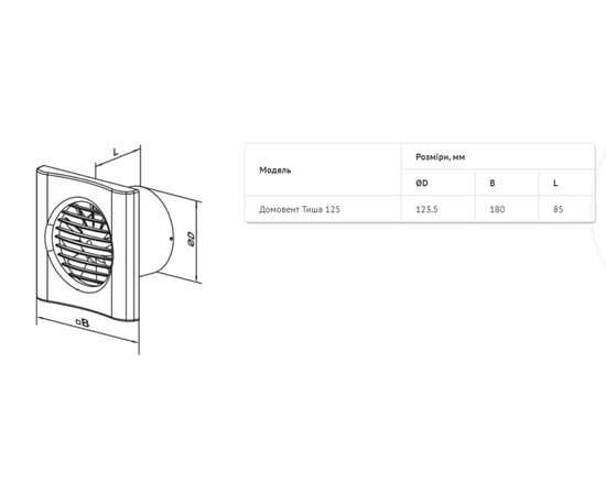 Витяжний вентилятор Домовент 125 Тиша В Л, зображення 2