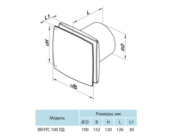 Витяжний вентилятор Вентс 100 ЛД, зображення 2