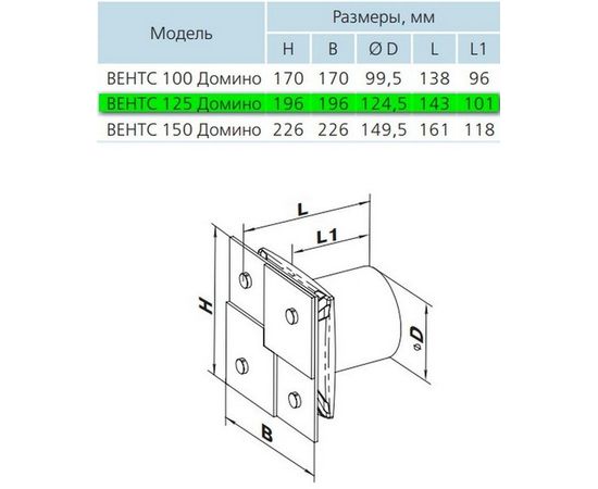 Витяжний вентилятор Вентс 125 Доміно 1, зображення 3