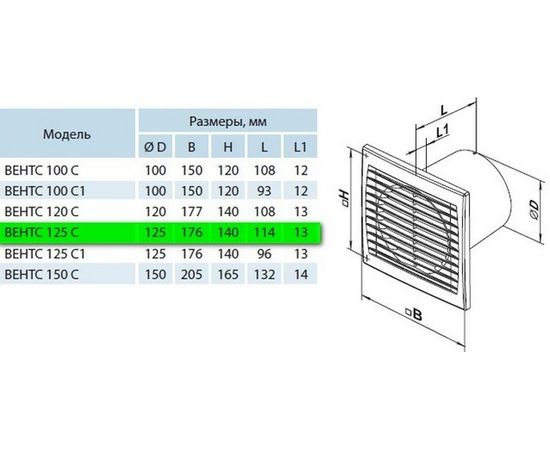 Витяжний вентилятор Вентс 125 С Т, зображення 5