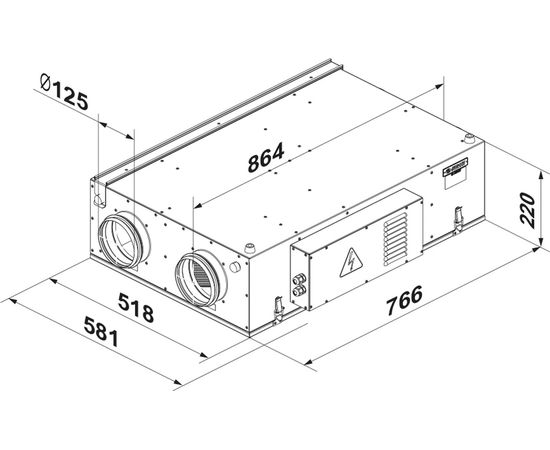 Припливно-витяжна установка Вентс ВУЕ2 250 ПУ ЕС, зображення 2