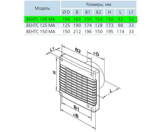 Витяжний вентилятор Вентс 100 МАТН, зображення 2