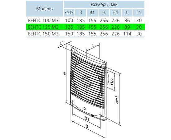 Витяжний вентилятор Вентс 125 М3В, зображення 2
