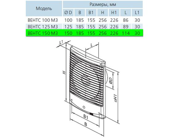 Вытяжной вентилятор Вентс 150 М3 Л, изображение 2