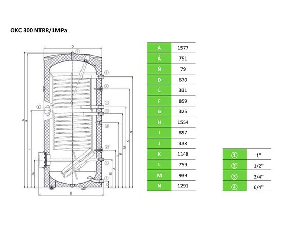 Бойлер косвенного нагрева Drazice OKC 300 NTRR/1 MPa, изображение 2