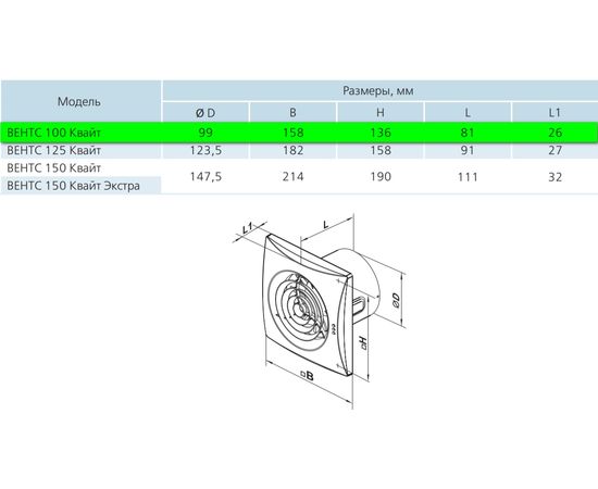 Витяжний вентилятор Вентс 100 Квайт Алюміній матовий, зображення 8