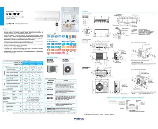 Кондиционер сплит-система Mitsubishi Electric Deluxe Inverter MSZ-FH50VE/MUZ-FH50VE, изображение 3